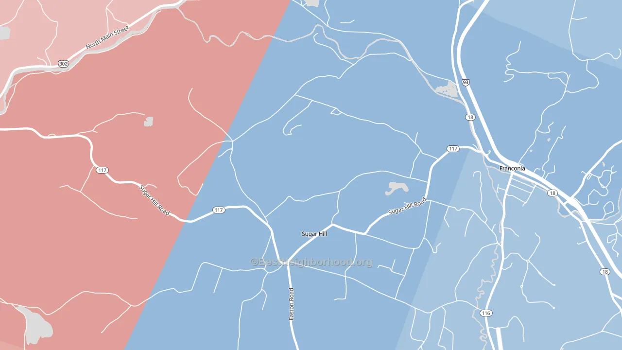 Sugar Hill, NH block-group political-lean map