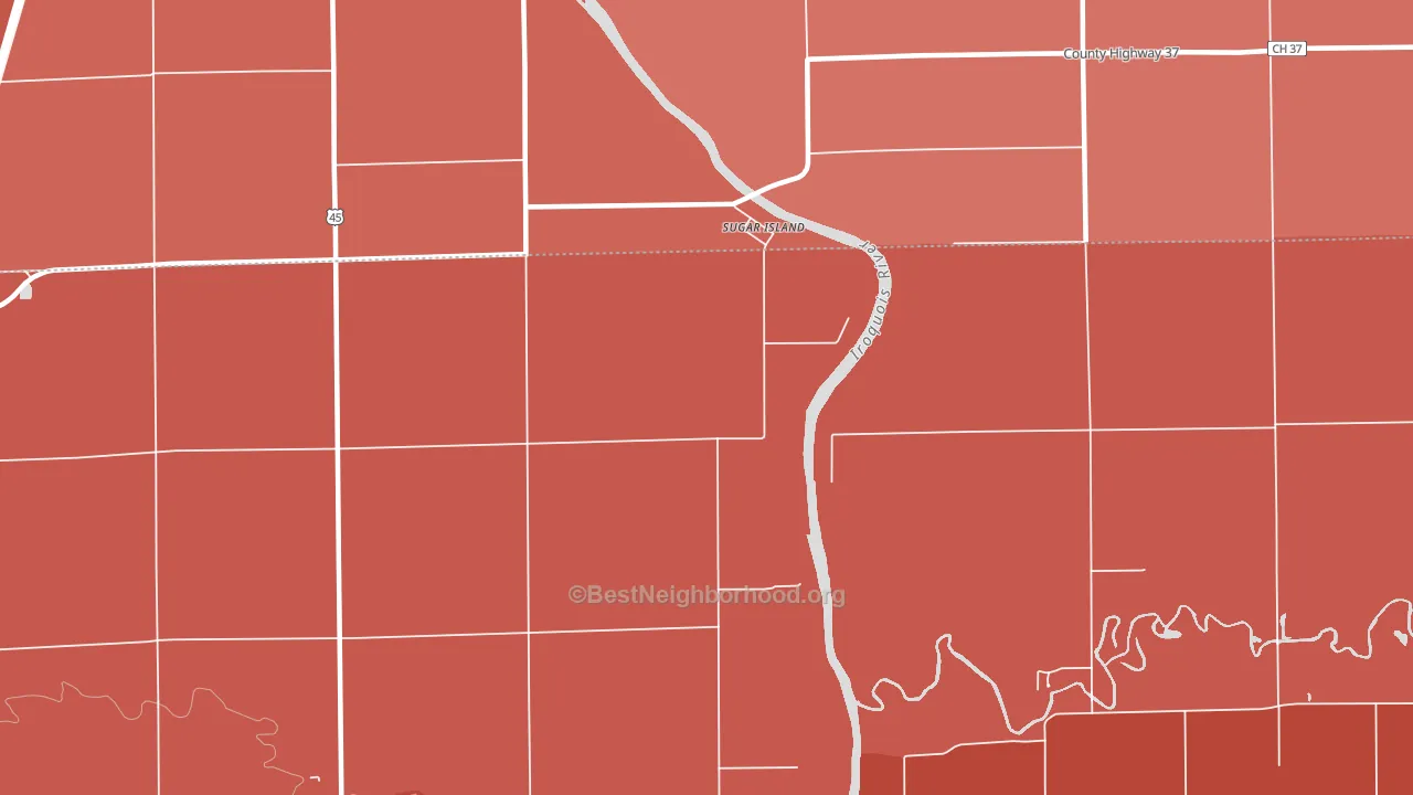 Sugar Island, IL block-group political-lean map