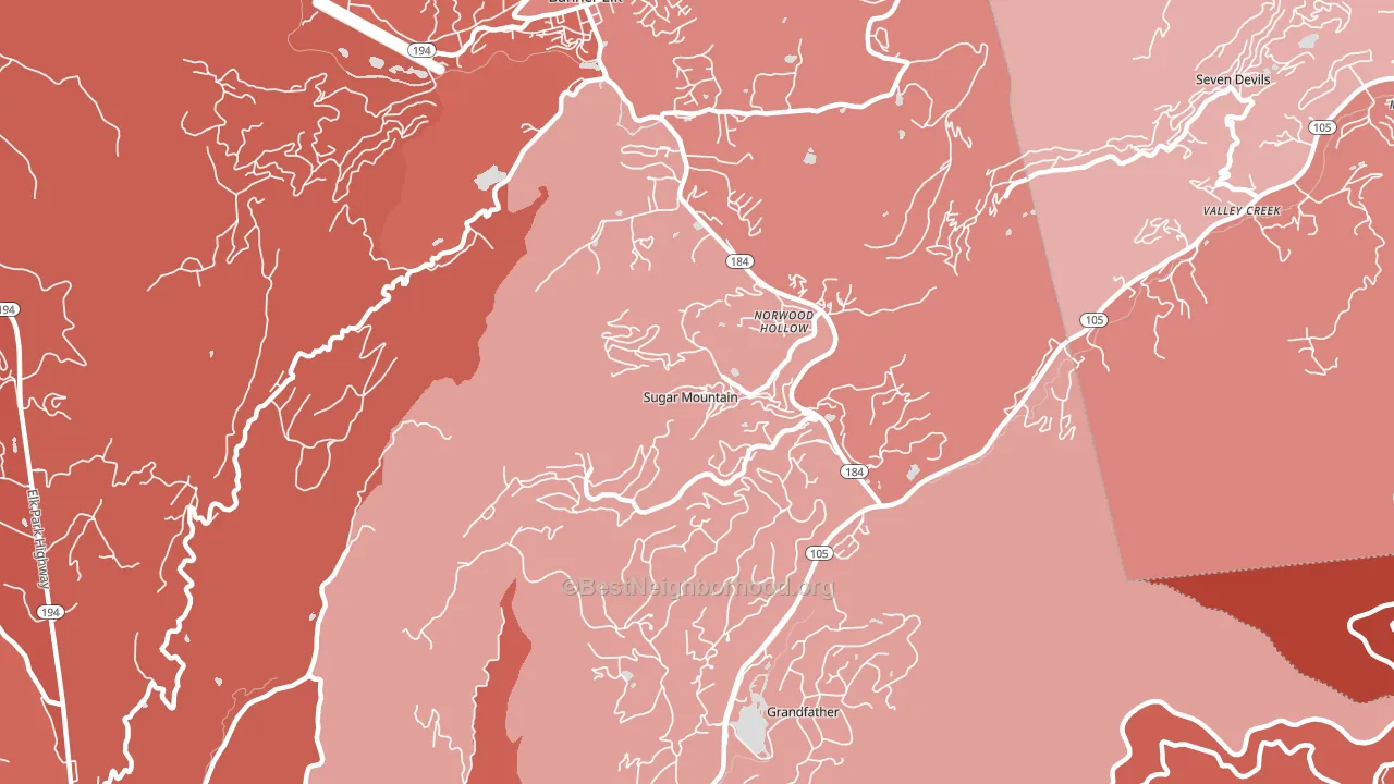 Sugar Mountain, NC block-group political-lean map