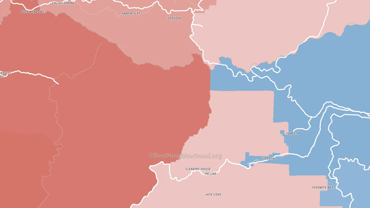 Sugar Pine, CA block-group political-lean map