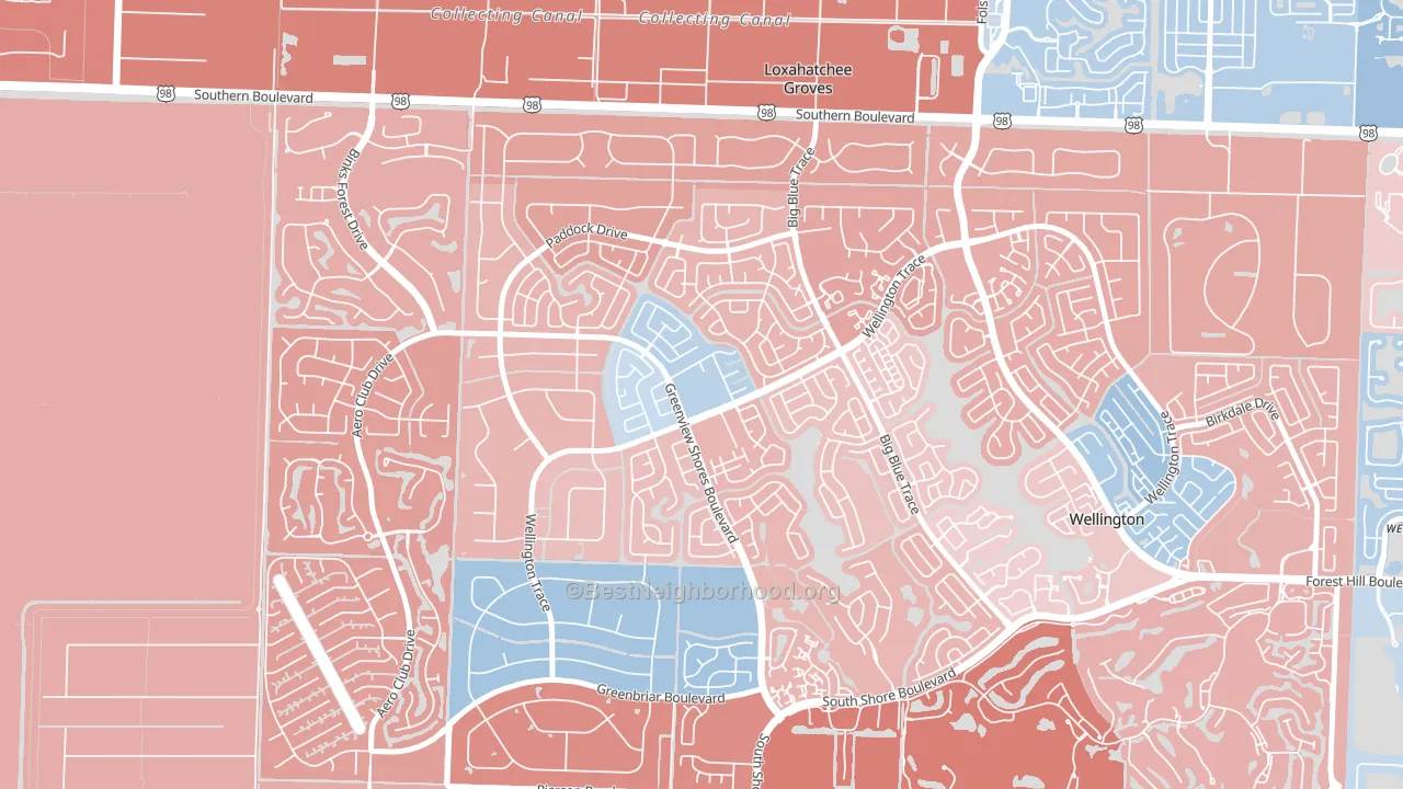 Sugar Pond Manor of Wellington, Wellington, FL block-group political-lean map