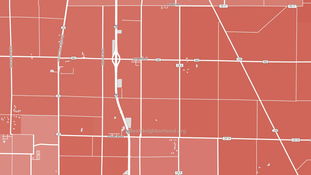 Sugar Ridge, OH block-group political-lean map