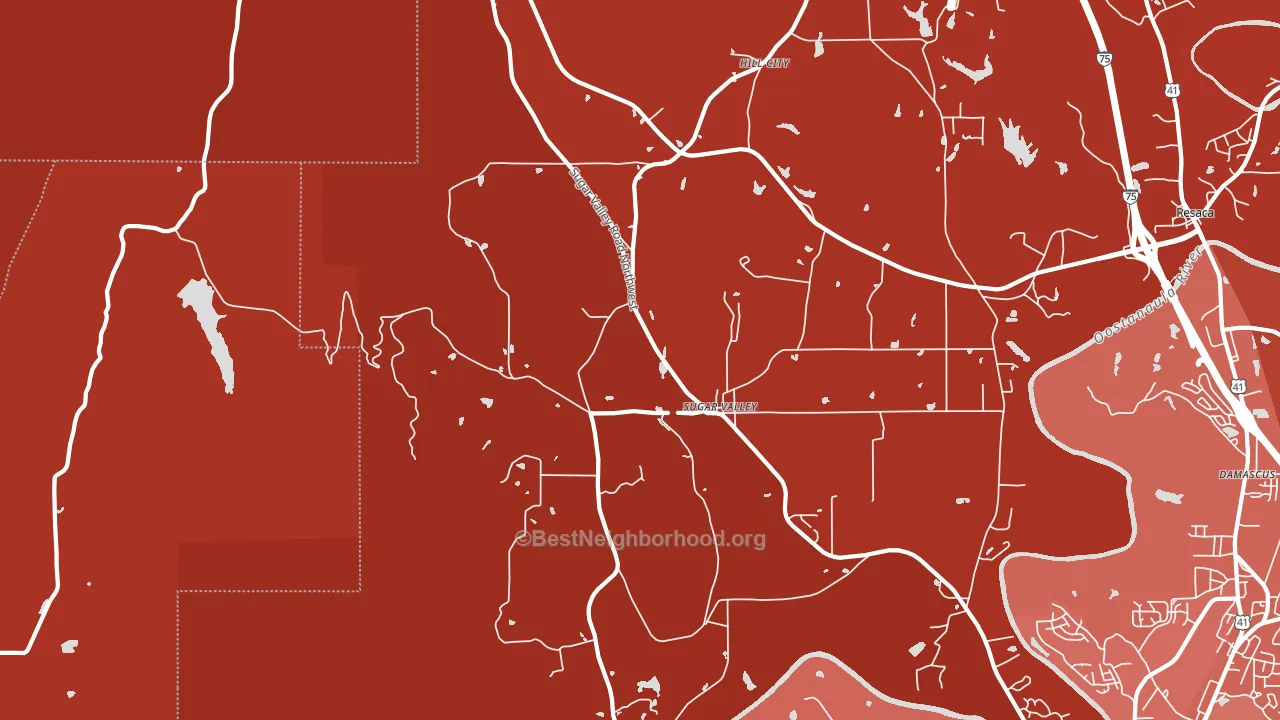 Sugar Valley, GA block-group political-lean map