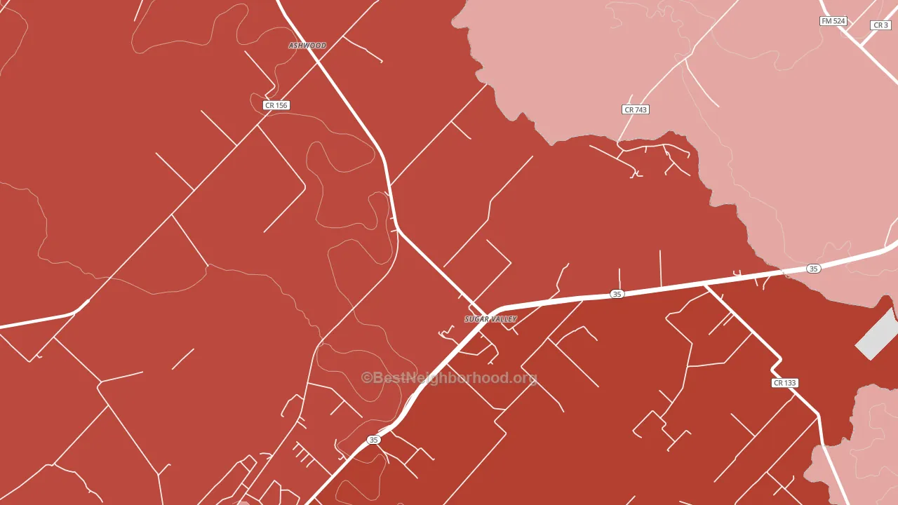 Sugar Valley, TX block-group political-lean map