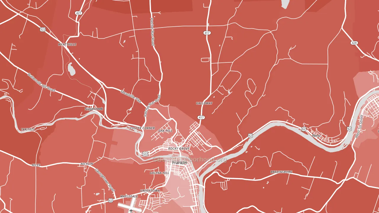 Sugarcreek, PA block-group political-lean map