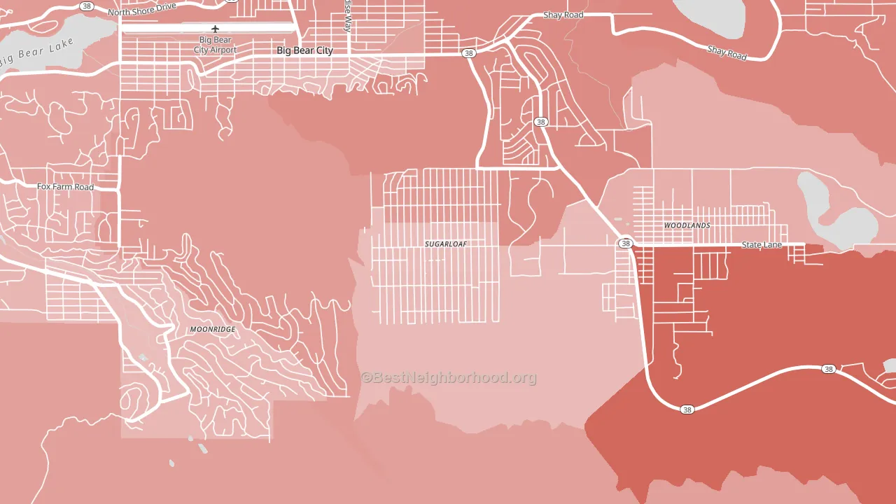 Sugarloaf, CA block-group political-lean map