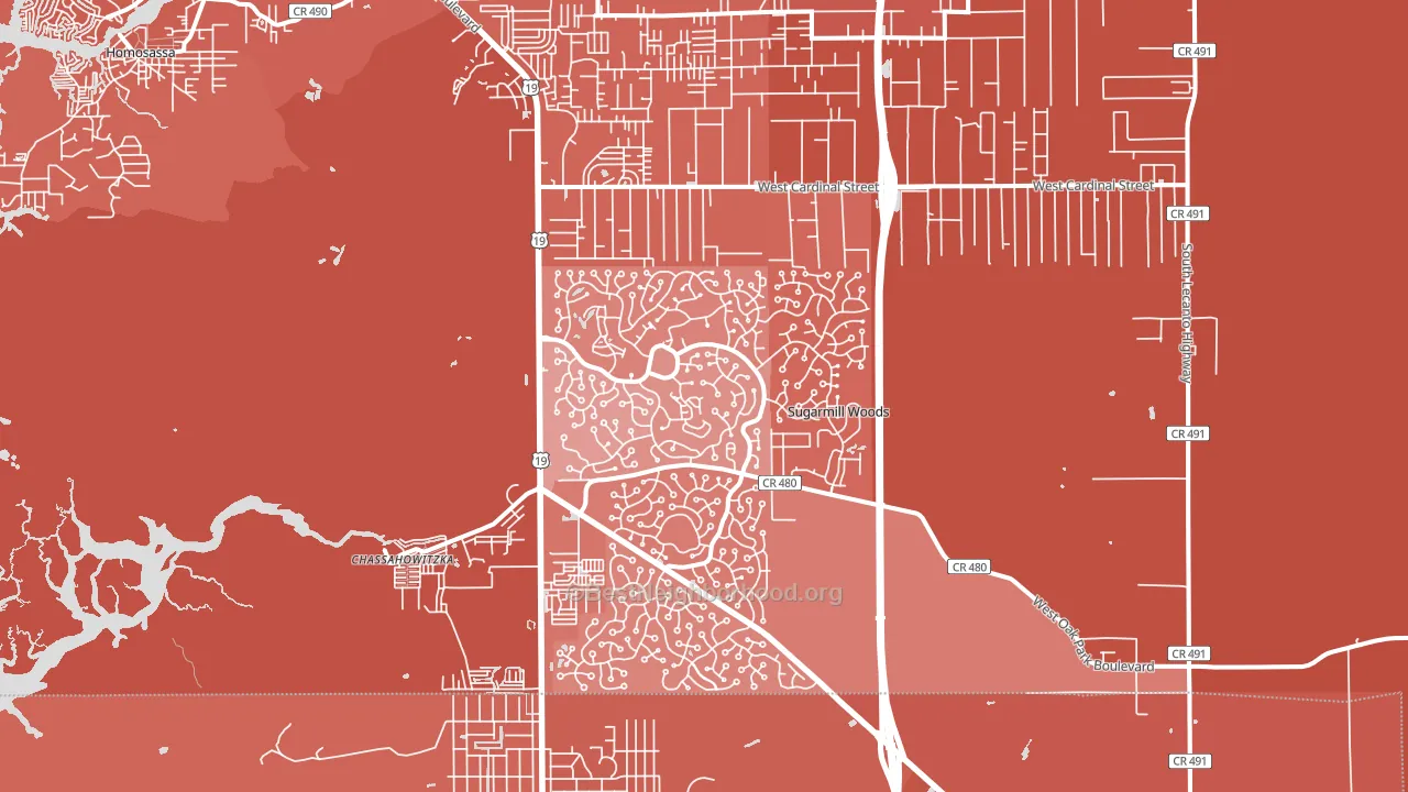 Sugarmill Woods, FL block-group political-lean map