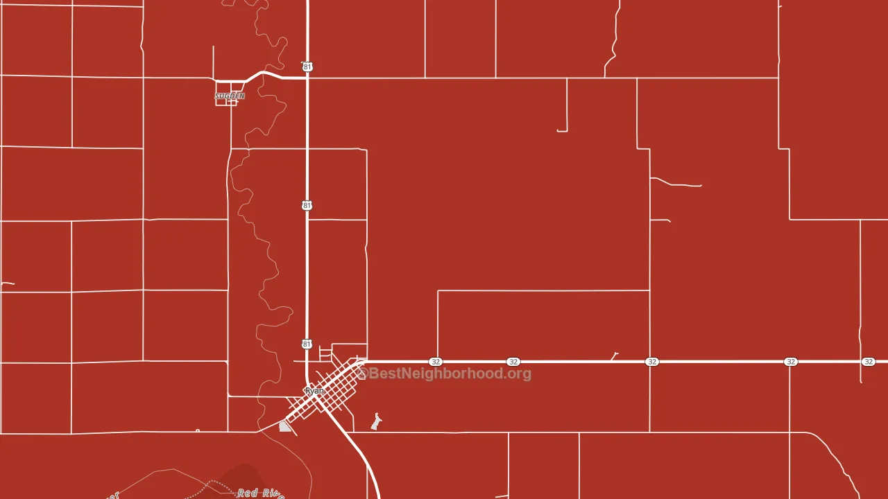 Sugden, OK block-group political-lean map