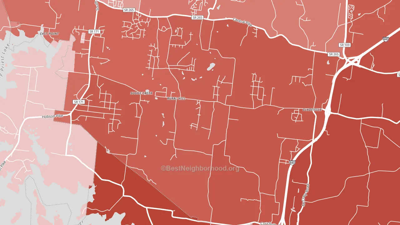 Suggs Creek, TN block-group political-lean map