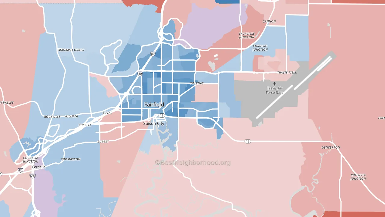 Suisun City, CA block-group political-lean map