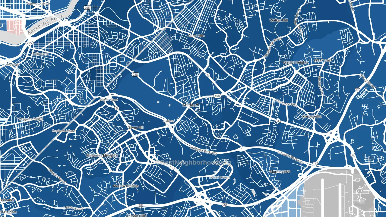 Suitland-Silver Hill, Suitland, MD block-group political-lean map