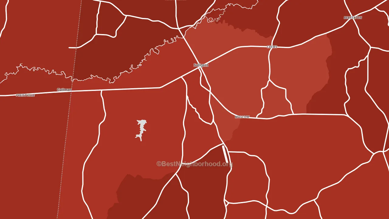 Sulligent, AL block-group political-lean map
