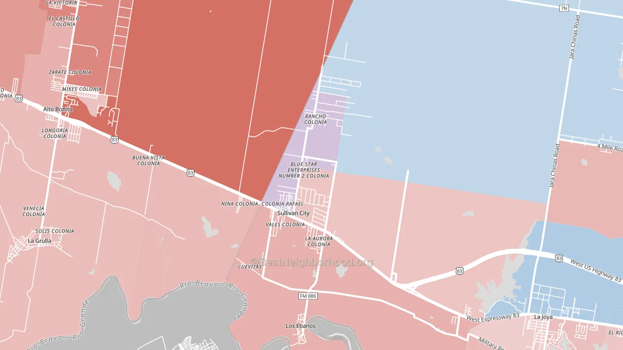 Sullivan City, TX block-group political-lean map