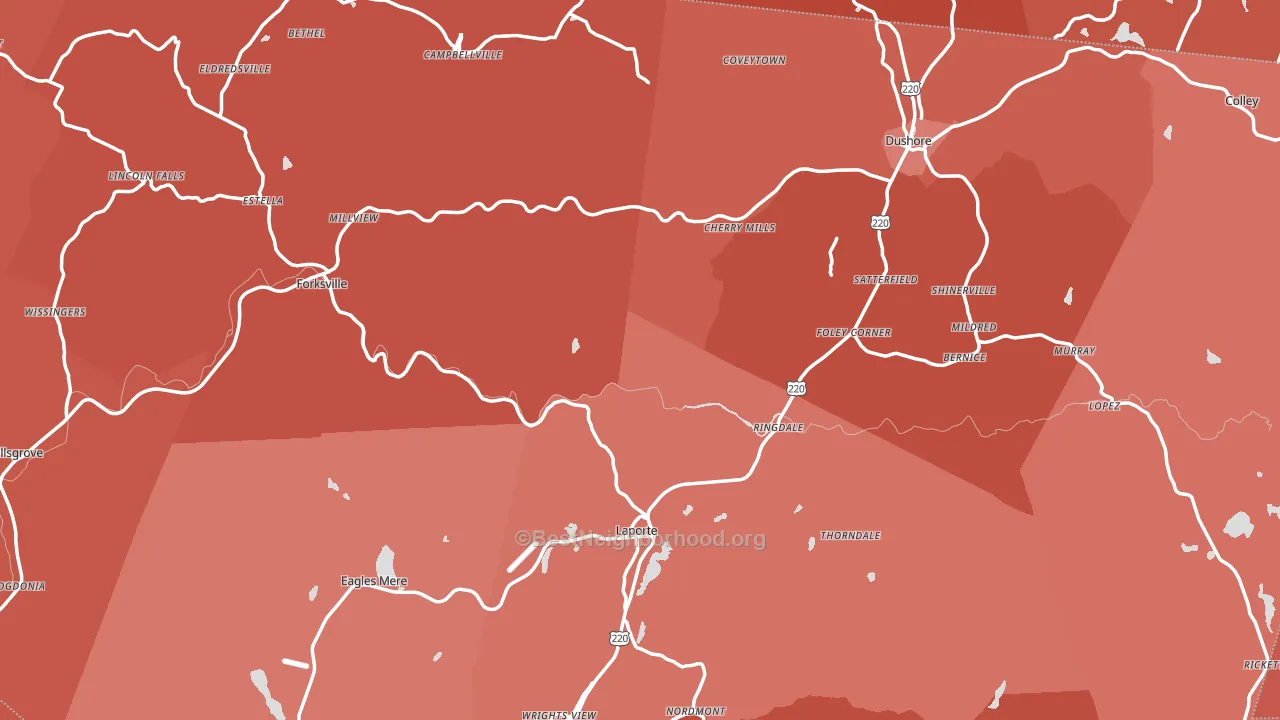 Sullivan County, PA block-group political-lean map