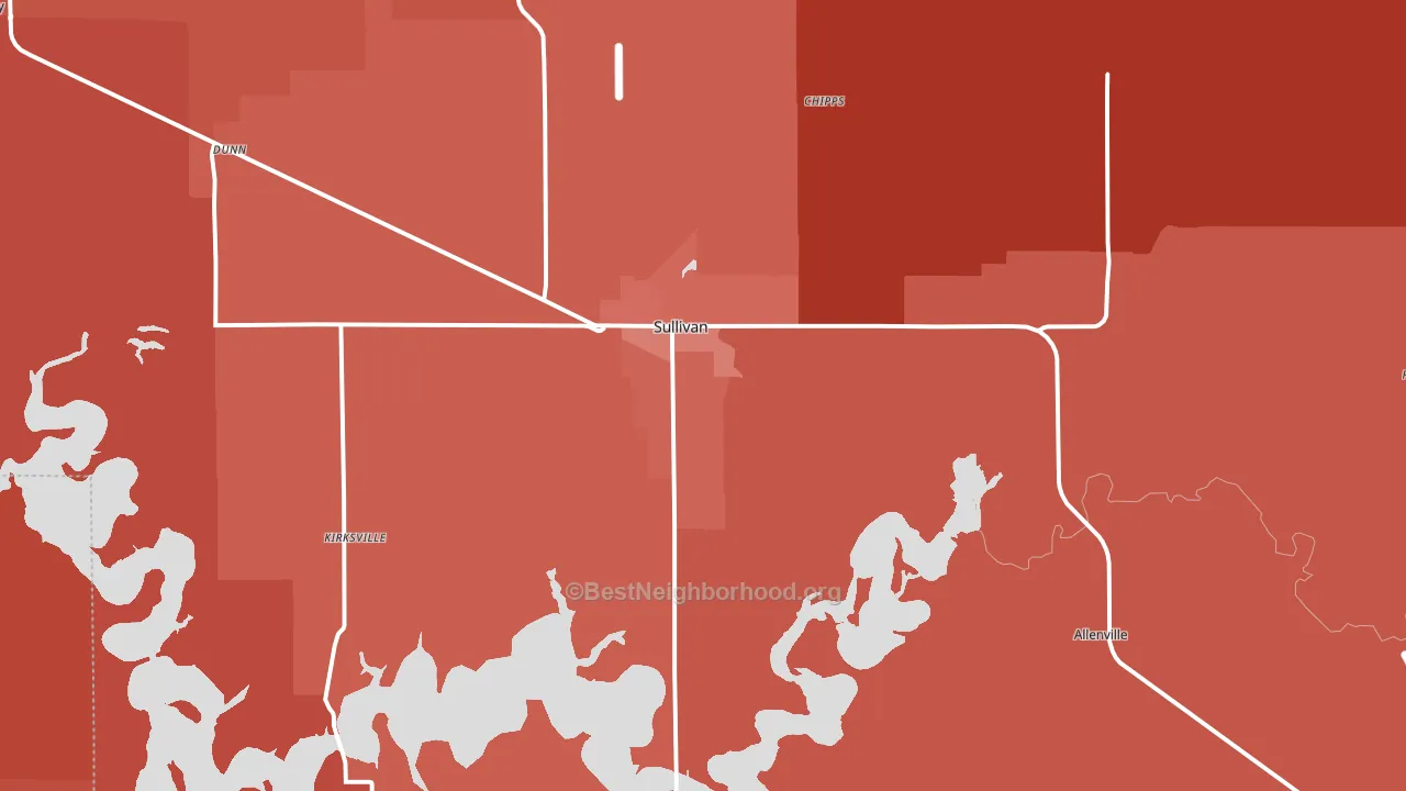 Sullivan, IL block-group political-lean map