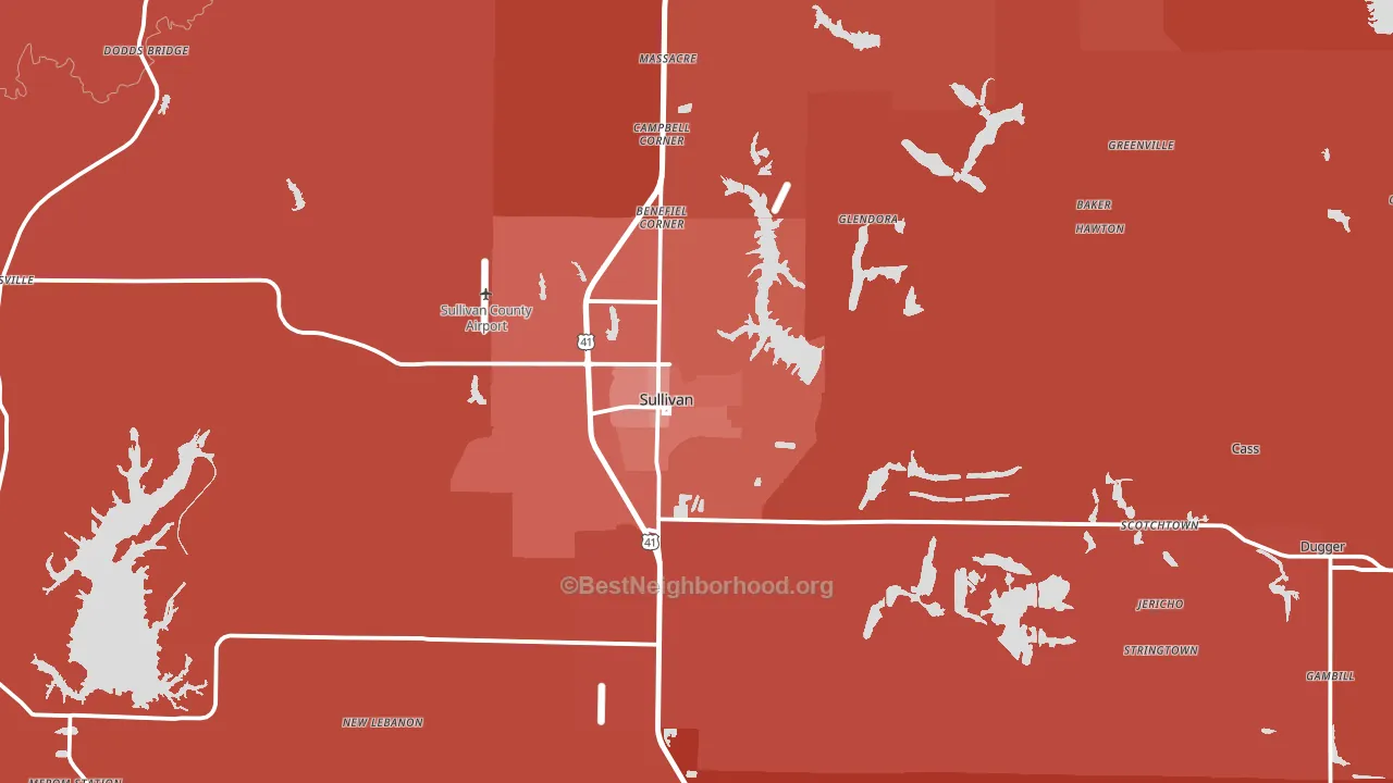 Sullivan, IN block-group political-lean map