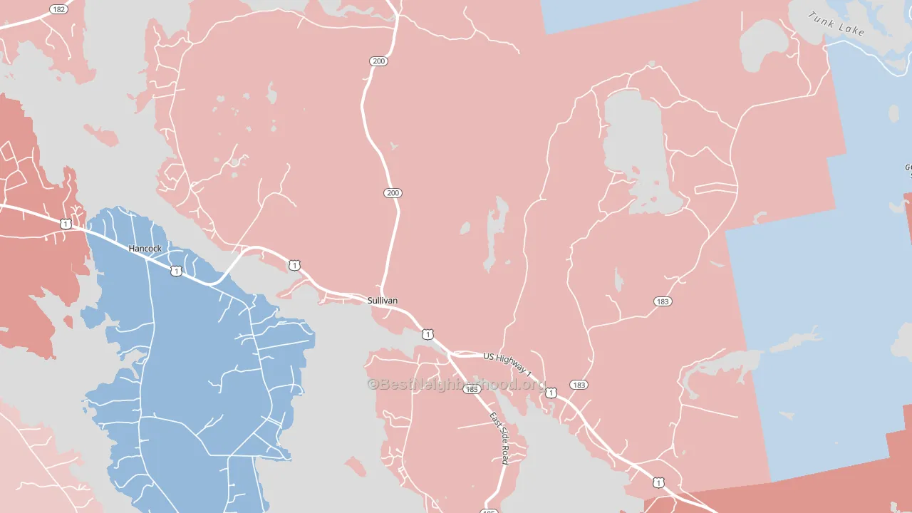 Sullivan, ME block-group political-lean map