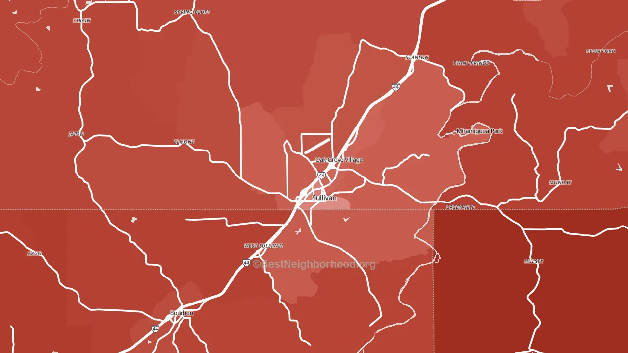 Sullivan, MO block-group political-lean map