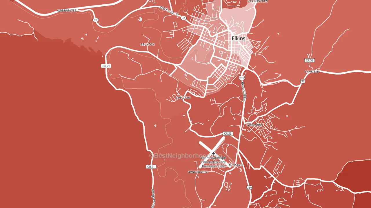 Sullivan, WV block-group political-lean map