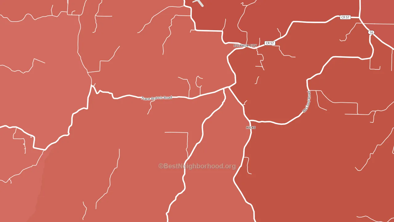 Sulphur City, AR block-group political-lean map