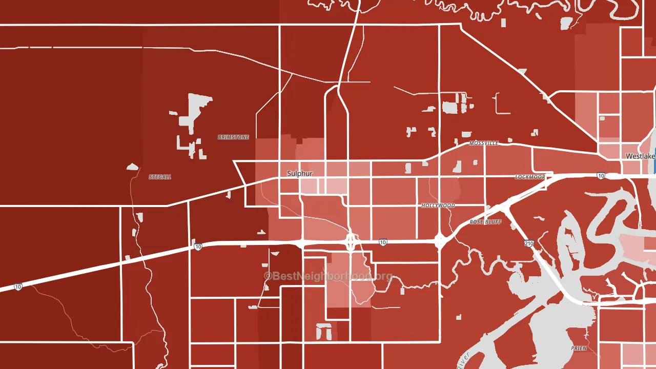 Sulphur, LA block-group political-lean map