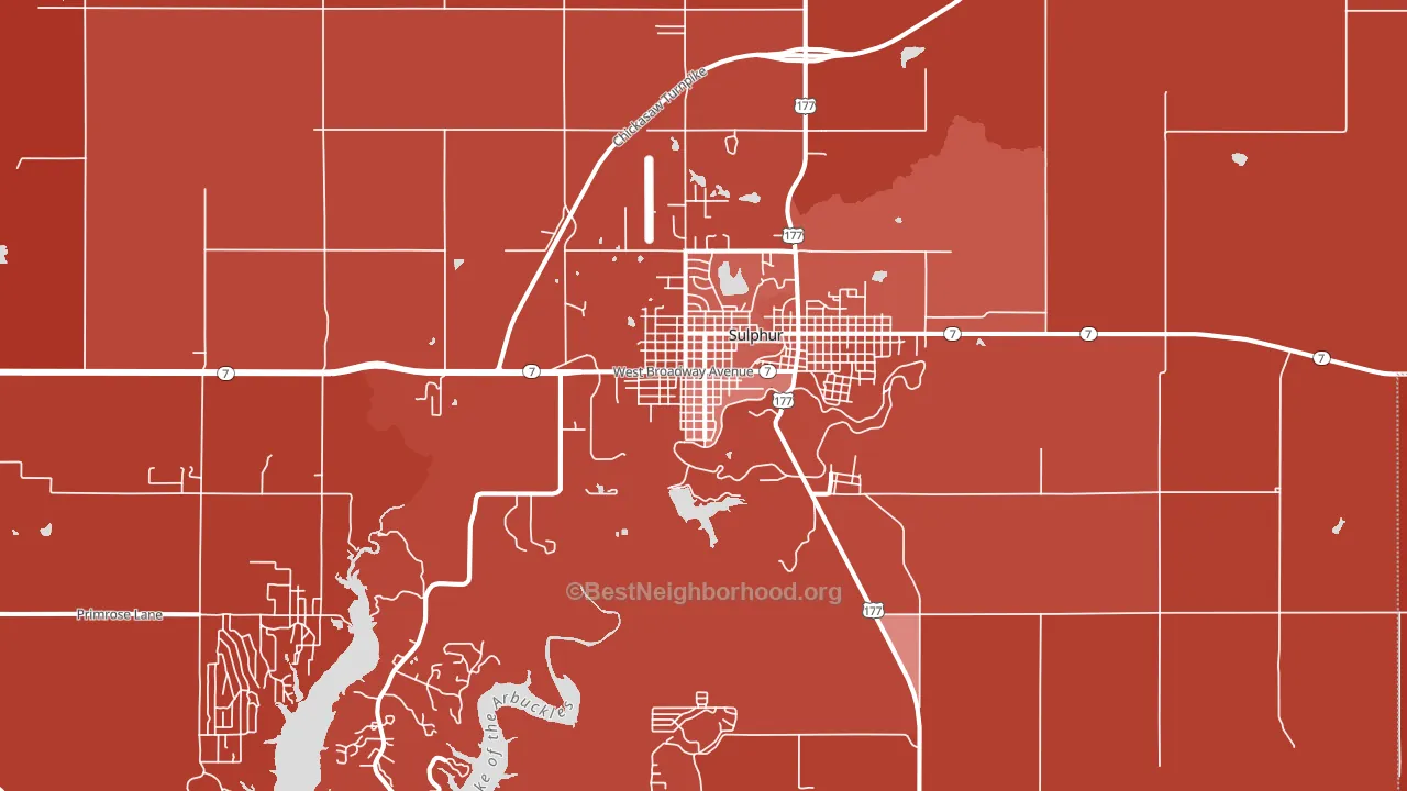 Sulphur, OK block-group political-lean map