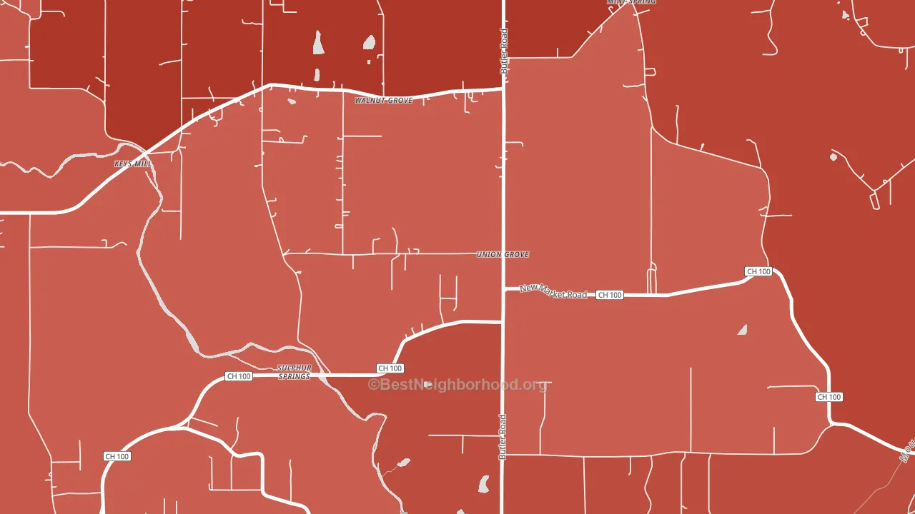 Sulphur Springs, AL block-group political-lean map