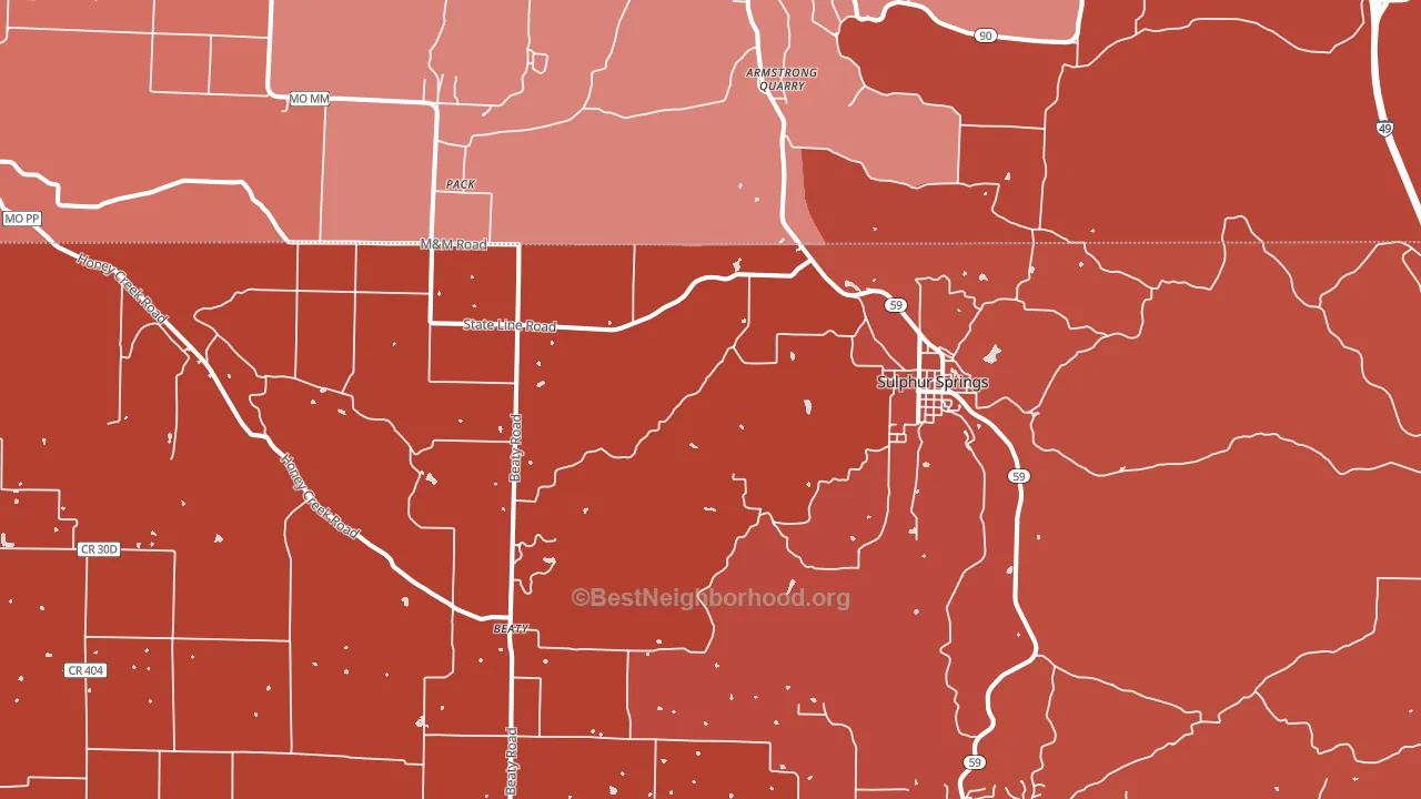 Sulphur Springs, AR block-group political-lean map