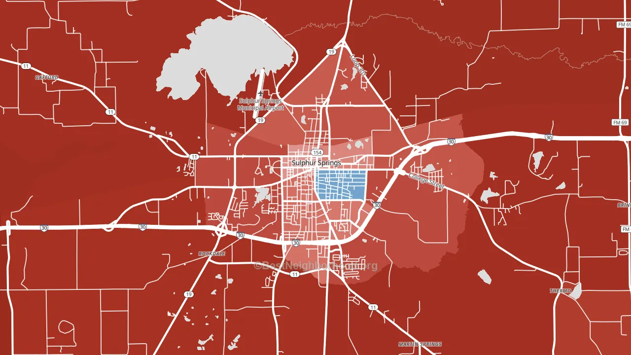 Sulphur Springs, TX block-group political-lean map