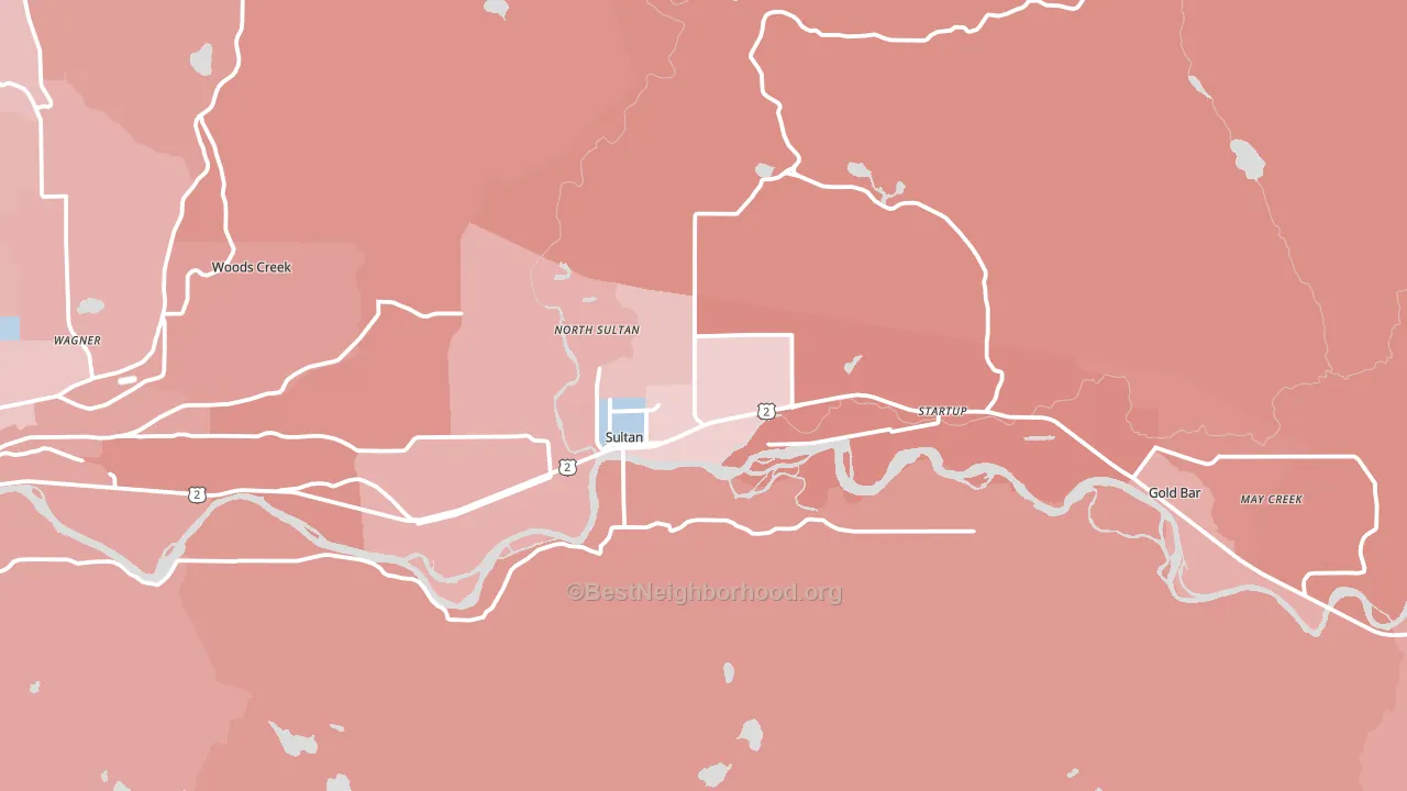 Sultan, WA block-group political-lean map