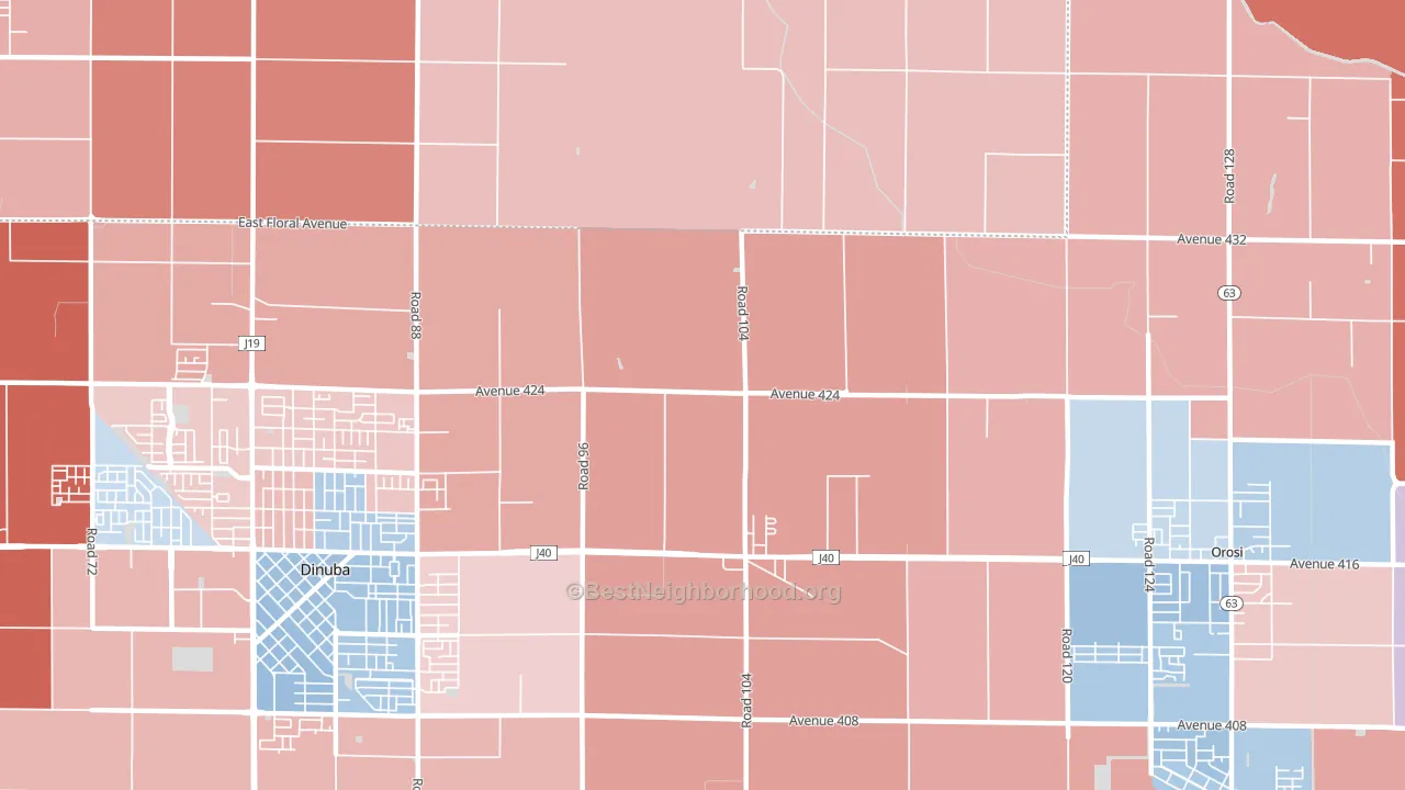 Sultana, CA block-group political-lean map