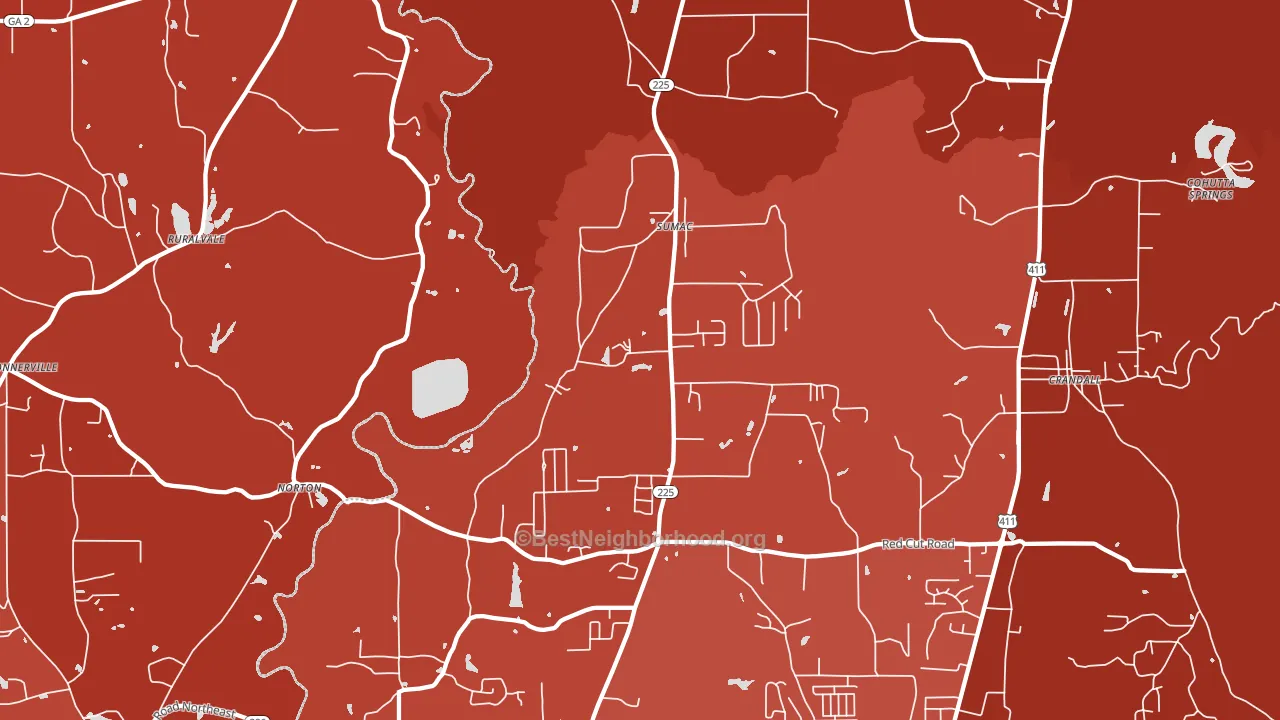 Sumac, GA block-group political-lean map
