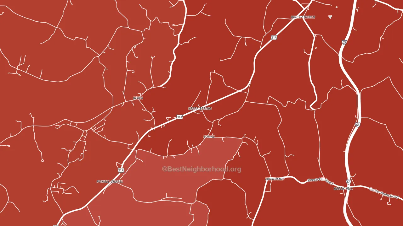 Sumac, TN block-group political-lean map