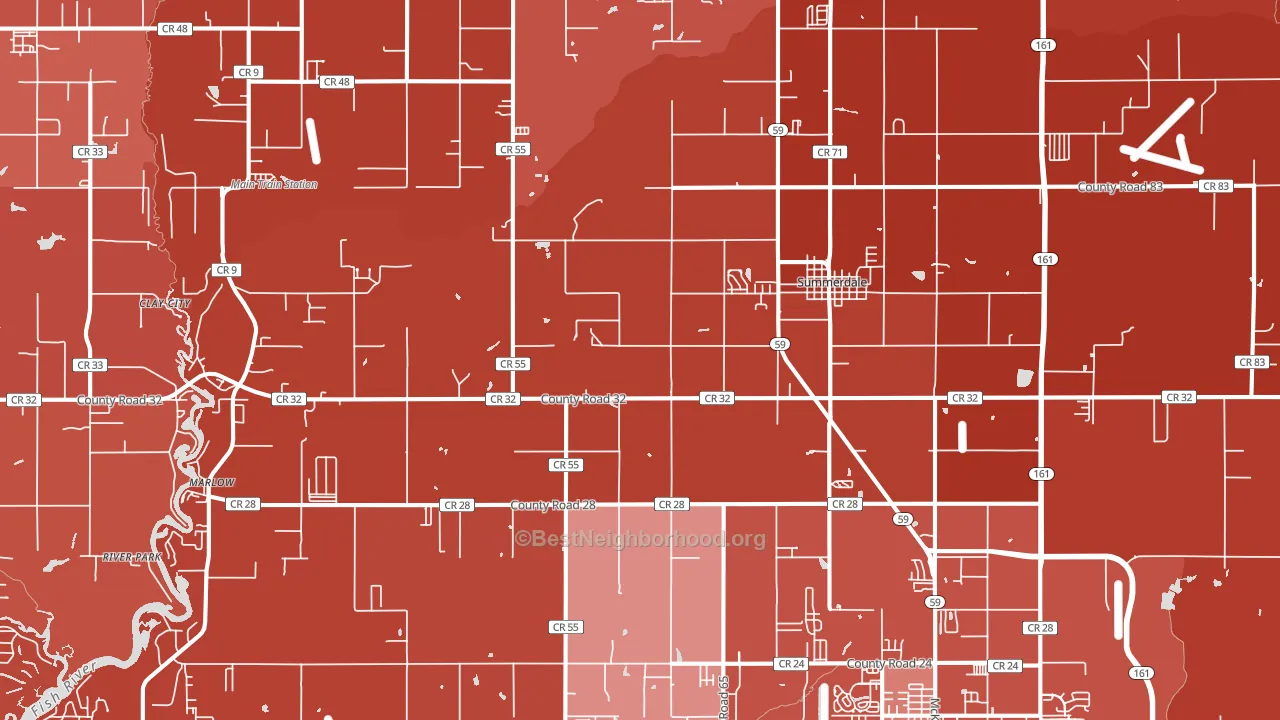 Summerdale, AL block-group political-lean map