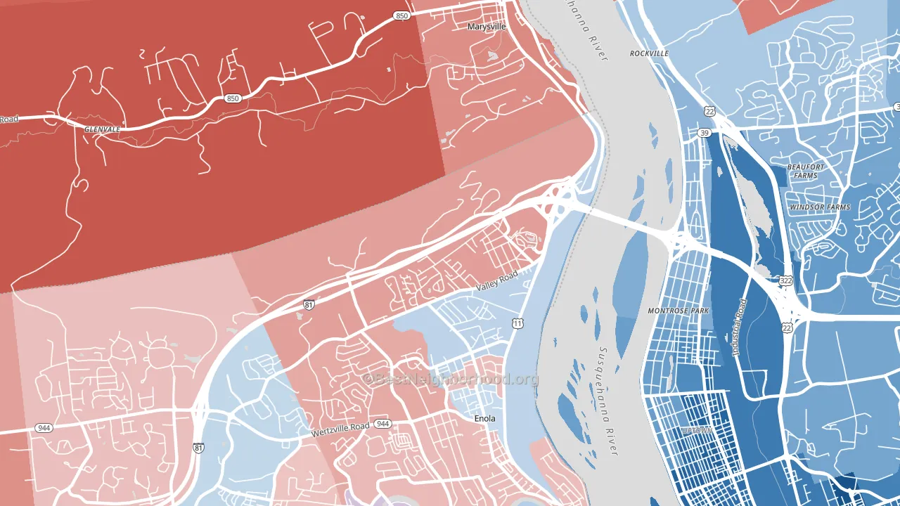Summerdale, PA block-group political-lean map
