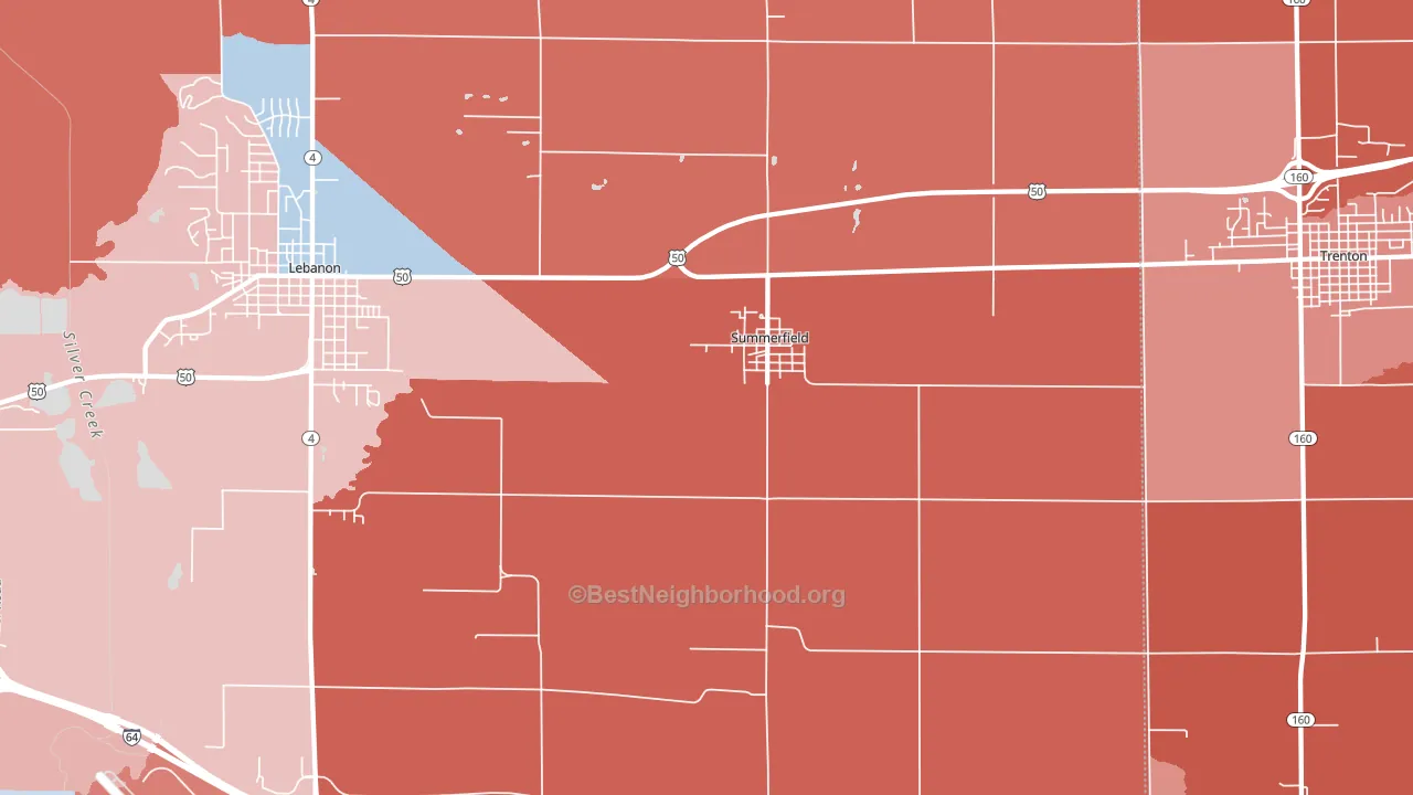 Summerfield, IL block-group political-lean map