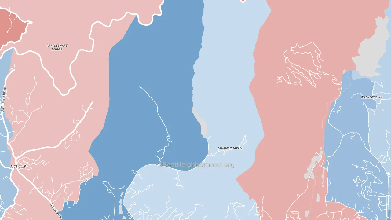 Summerhaven, NC block-group political-lean map