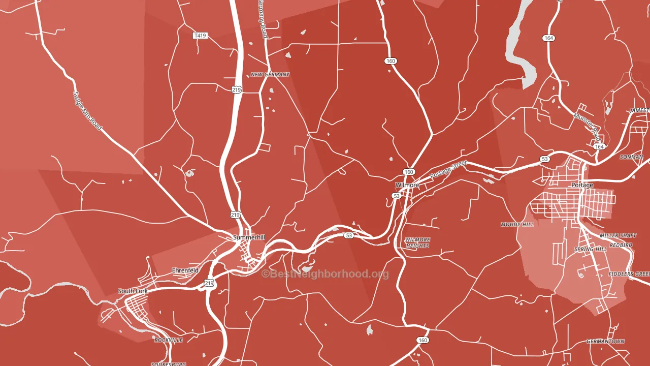 Summerhill, PA block-group political-lean map