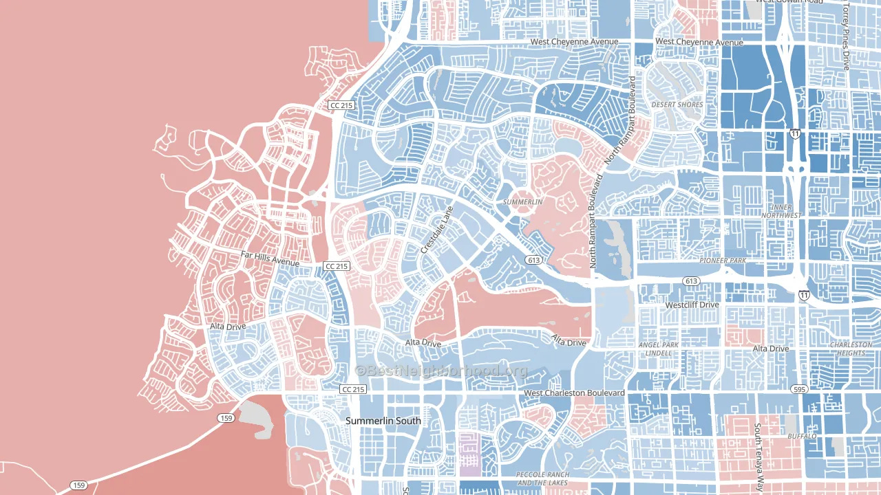 Summerlin North, Las Vegas, NV block-group political-lean map