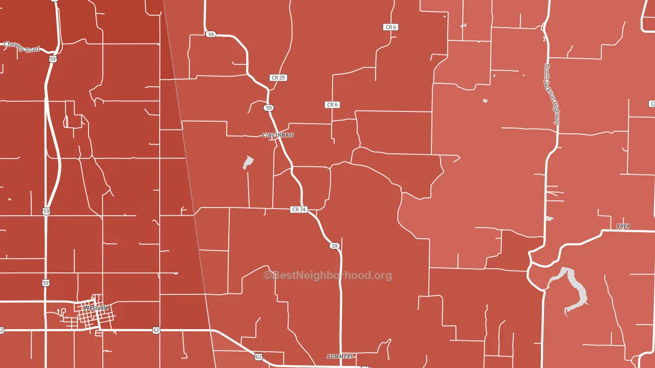 Summers, AR block-group political-lean map