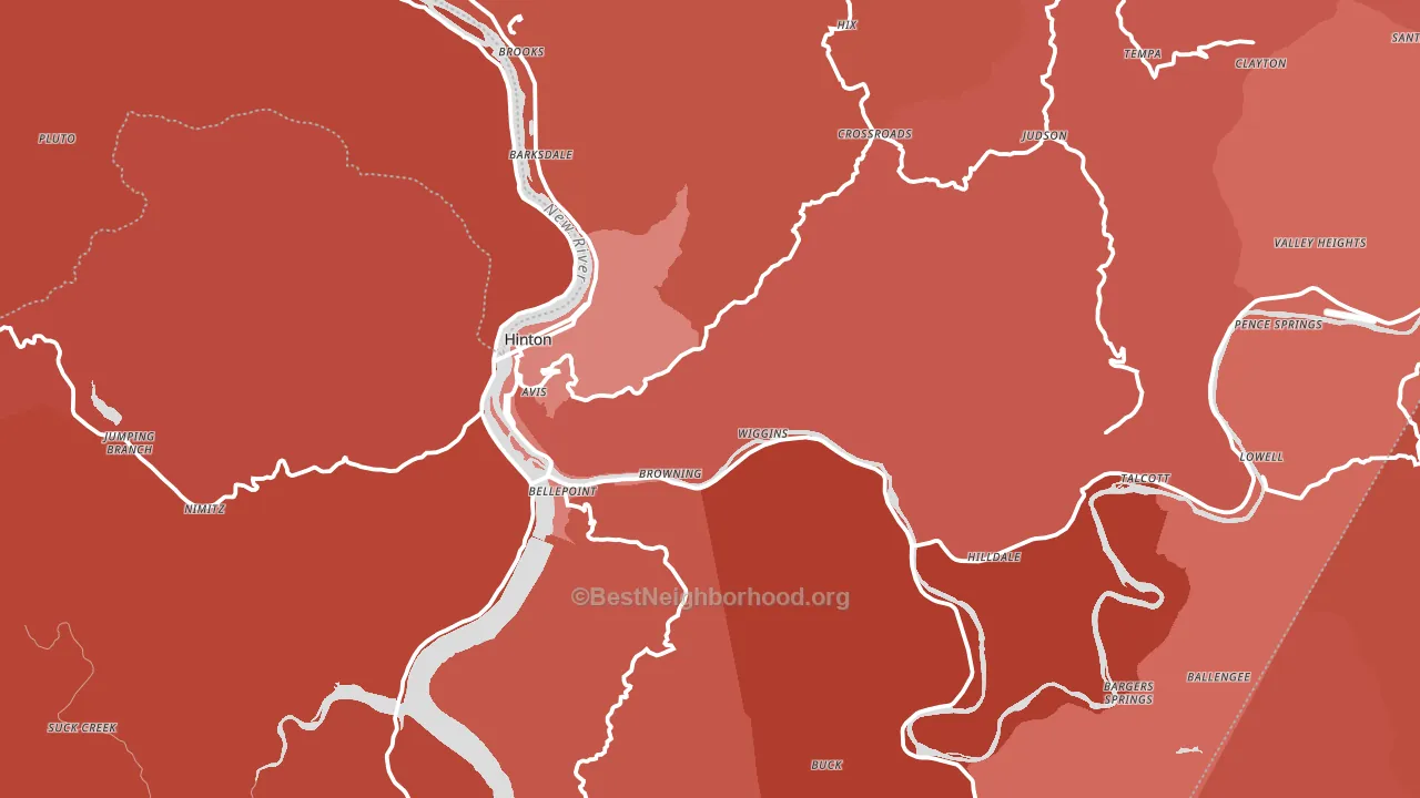 Summers County, WV block-group political-lean map