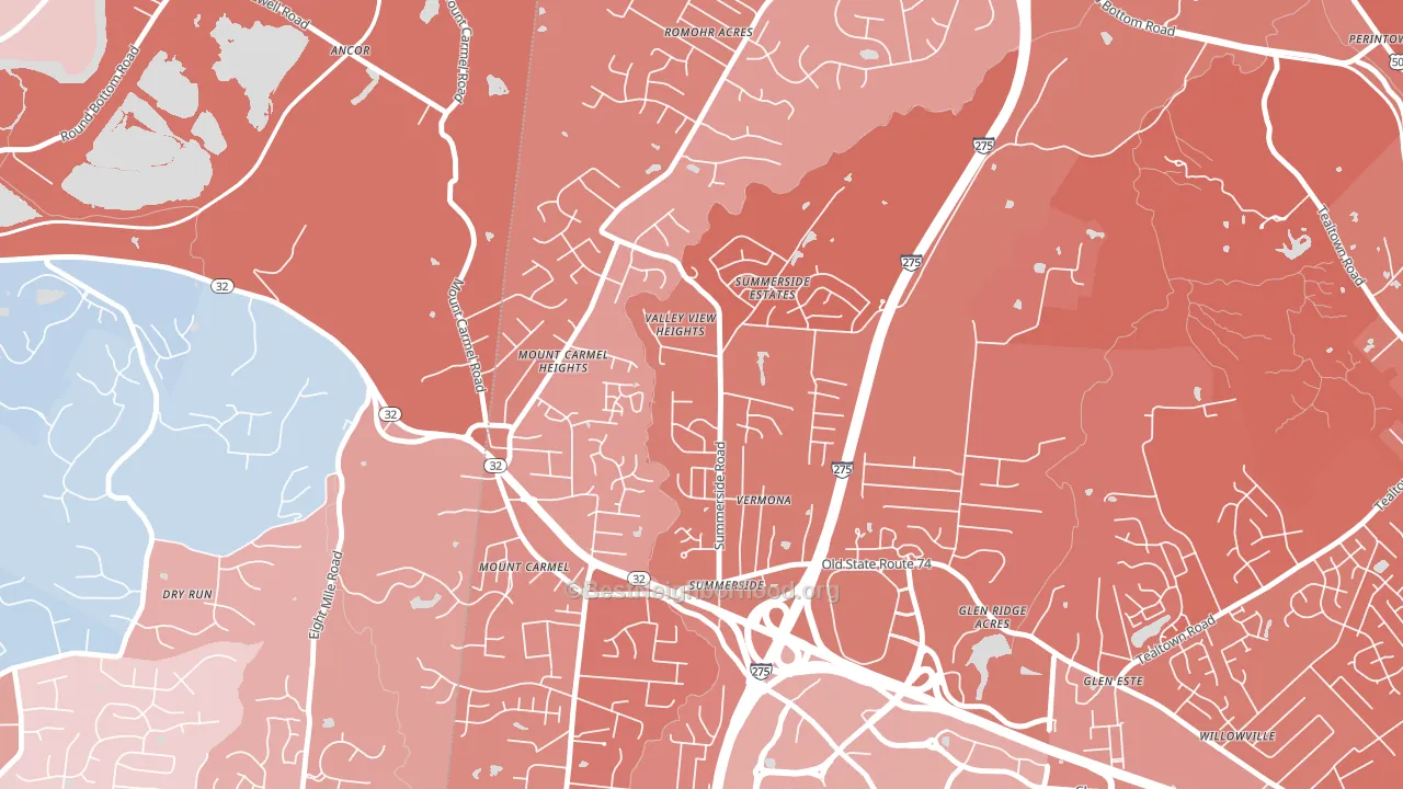Summerside, Cincinnati, OH block-group political-lean map