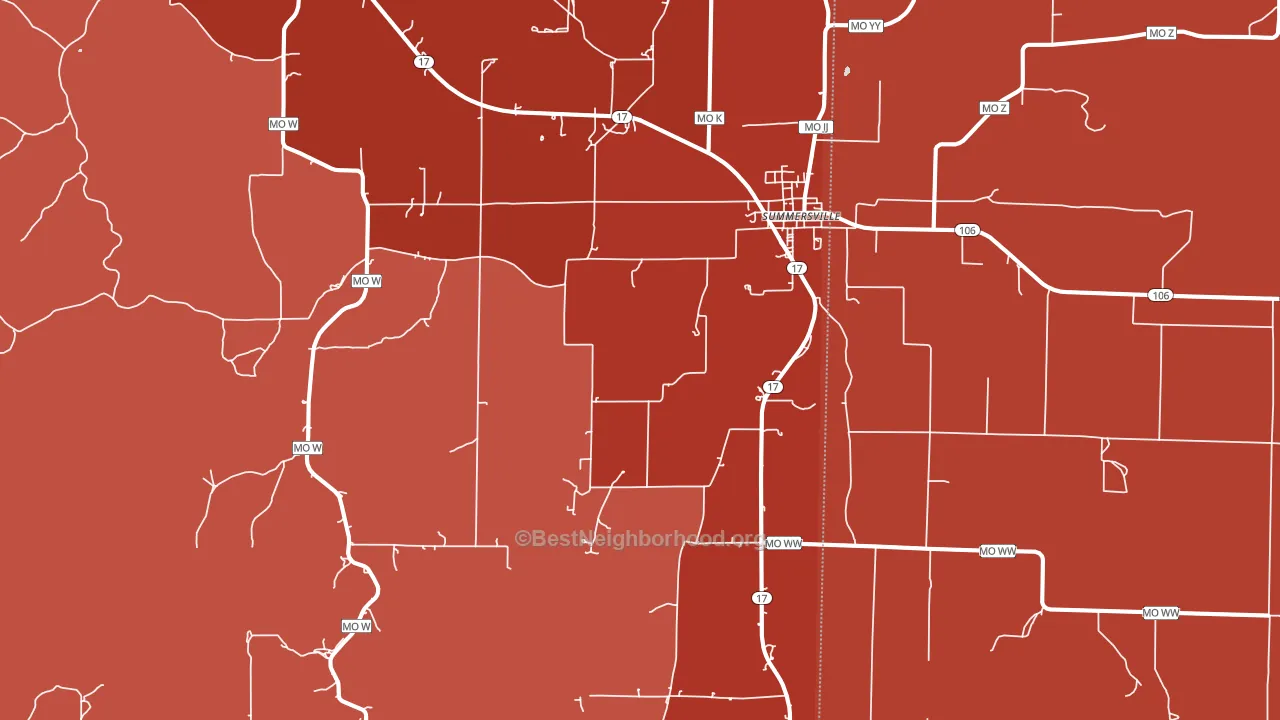 Summersville, MO block-group political-lean map