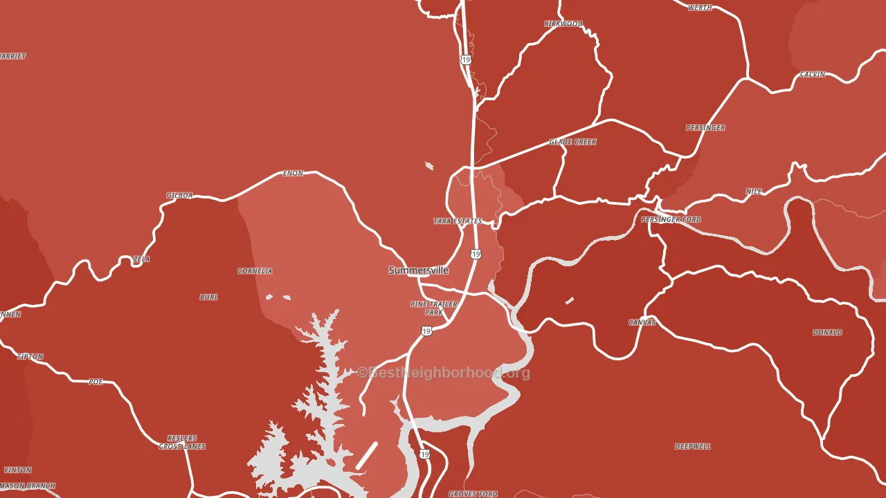 Summersville, WV block-group political-lean map