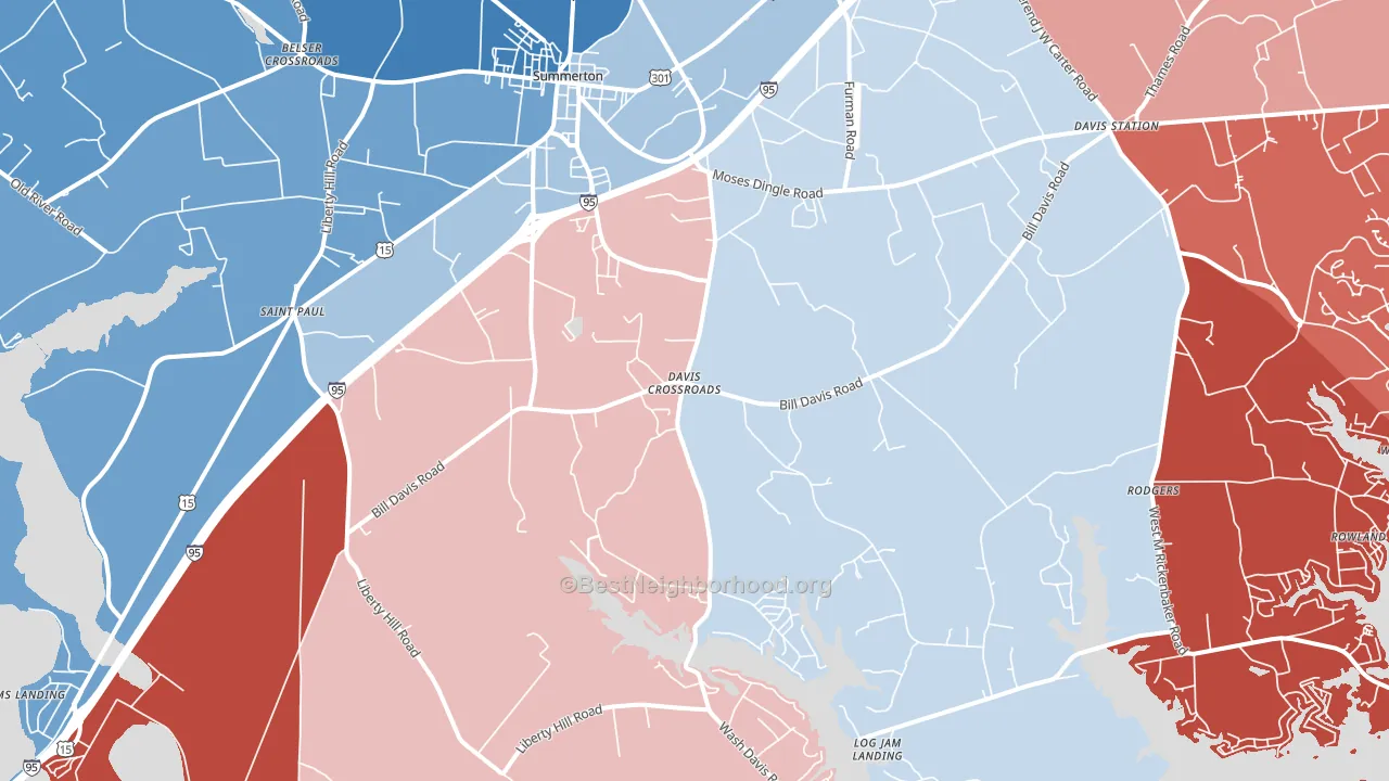 Summerton, SC block-group political-lean map