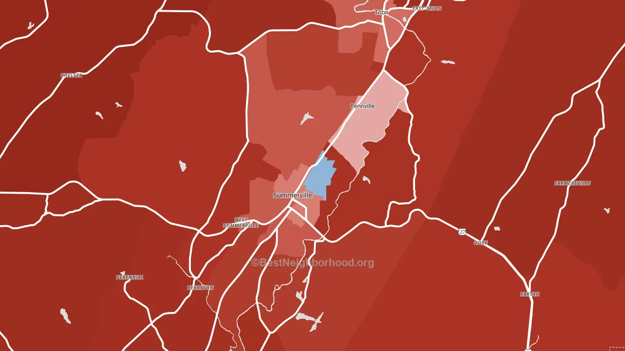 Summerville, GA block-group political-lean map