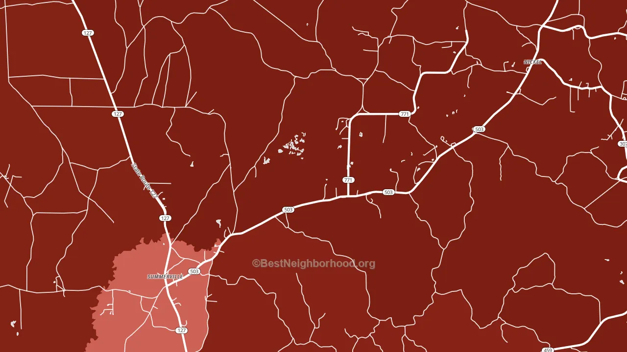 Summerville, LA block-group political-lean map