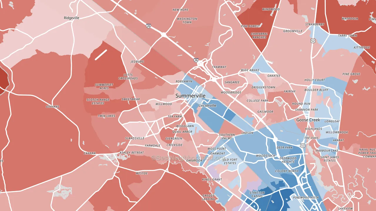 Summerville, SC block-group political-lean map