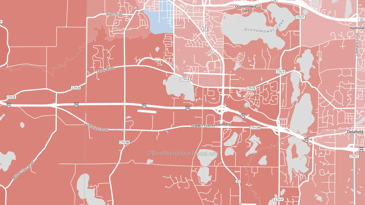 Summit Corners, WI block-group political-lean map