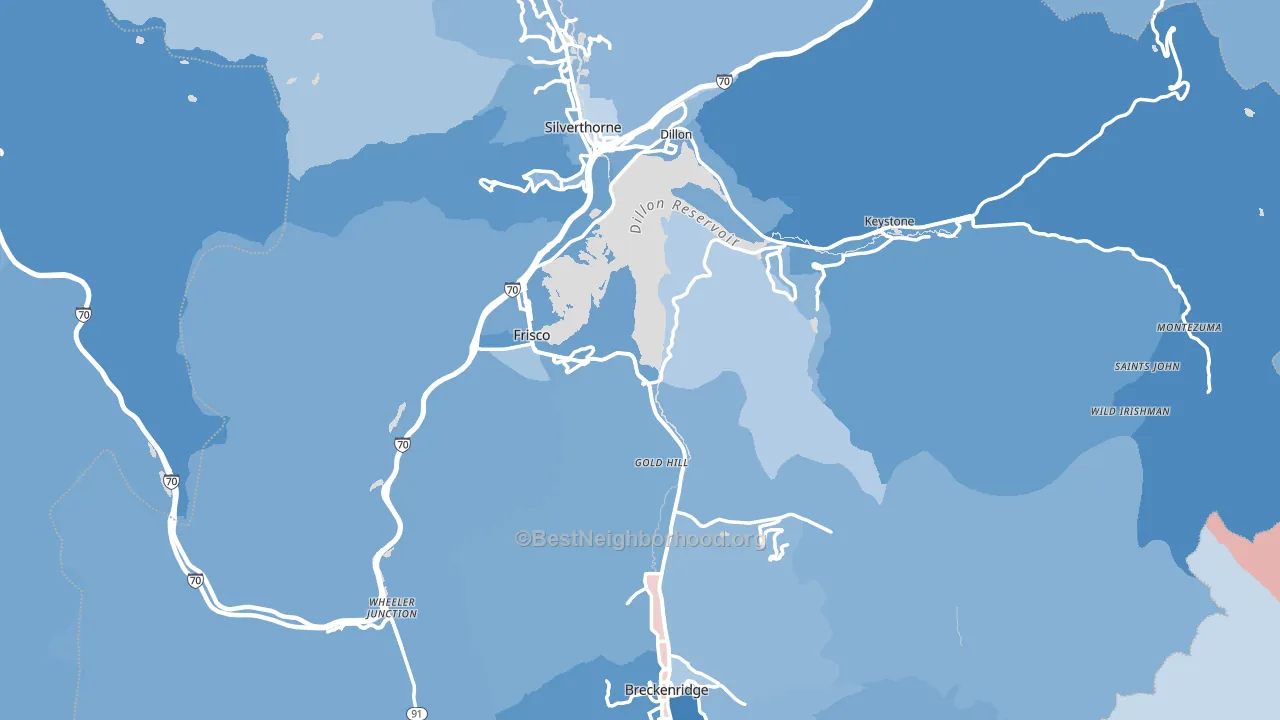 Summit County, CO block-group political-lean map